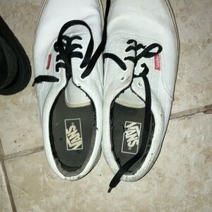Vans White Sneakers with Black Laces